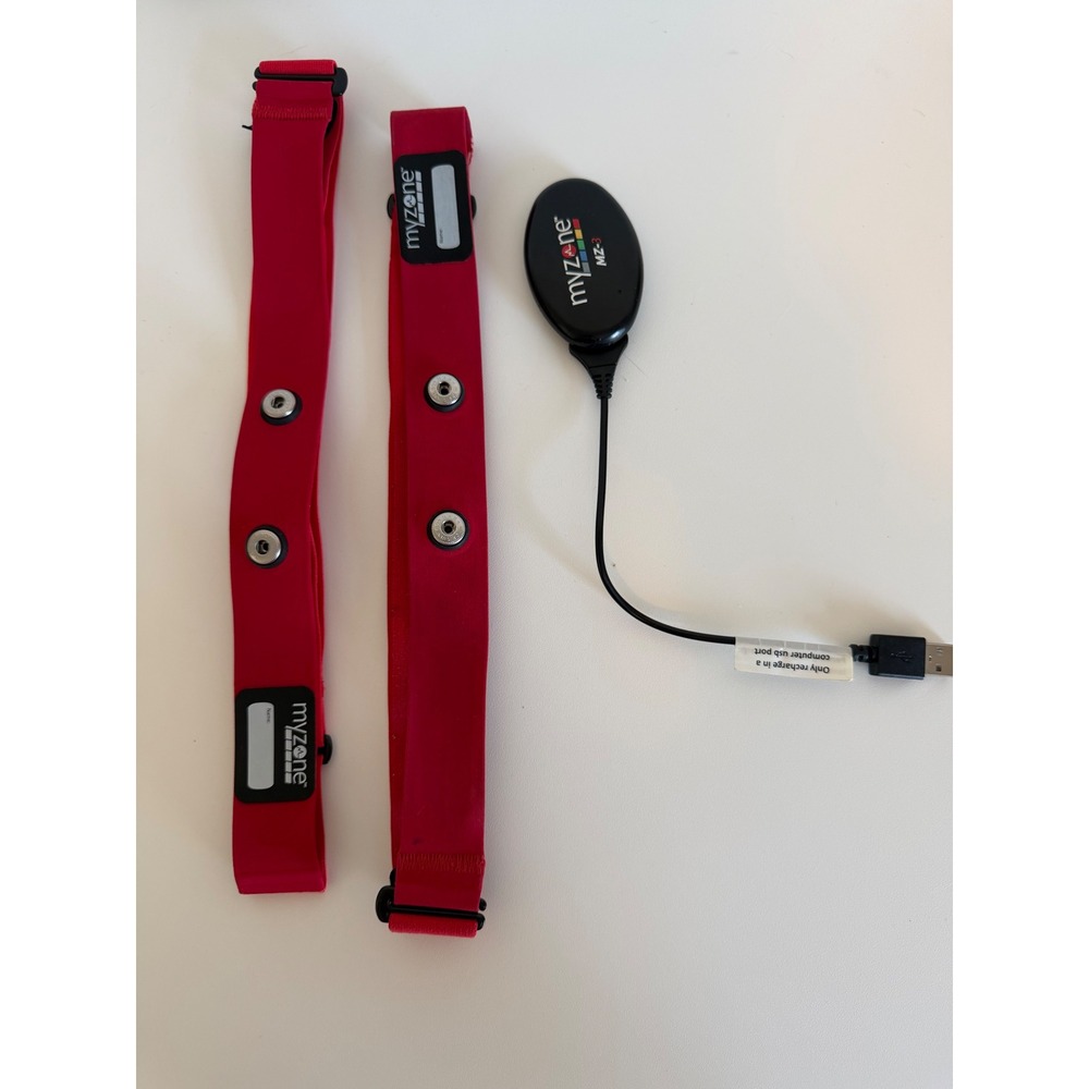 Myzone MZ-3 Heart Rate Monitor Fitness Tracker with 2 Red Straps and USB Cable
